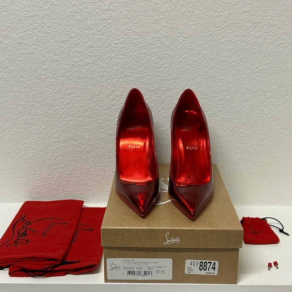 Christian Louboutin Kate 100mm Red Patent Leather Pumps - Picture 6 of 9